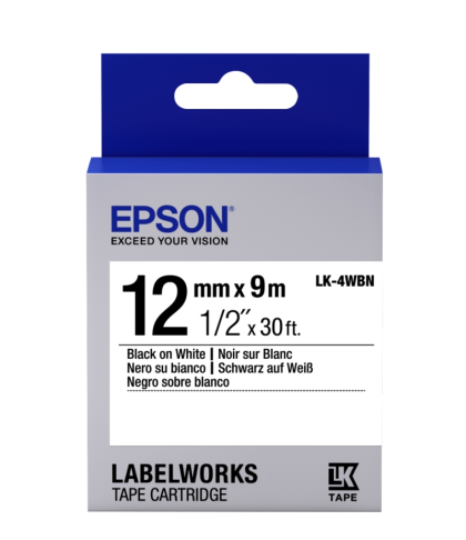 Консуматив, Epson Label Cartridge Standard LK-4WBN Black/White 12mm (9m)