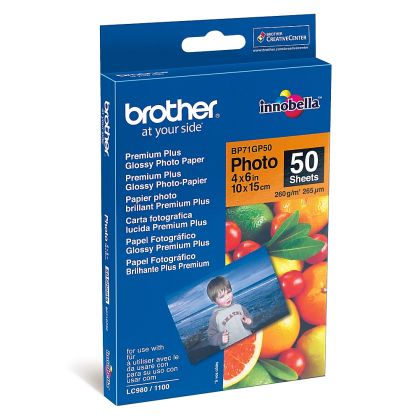 Хартия, Brother BP71GP50 Premium Plus Glossy Photo Paper, A6 (4x6")